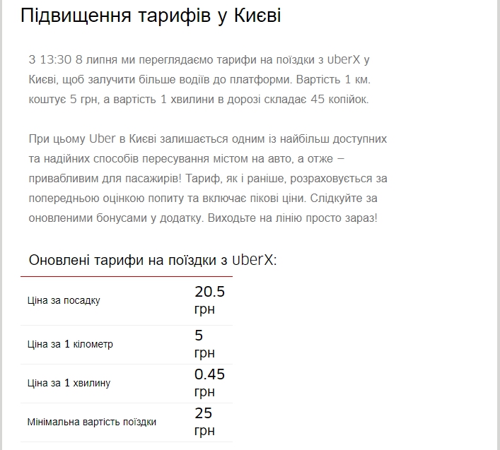 Uber поднял тарифы в Киеве: Как изменились цены - 56721 Uber поднял тарифы в Киеве: Как изменились цены - фото 56721
