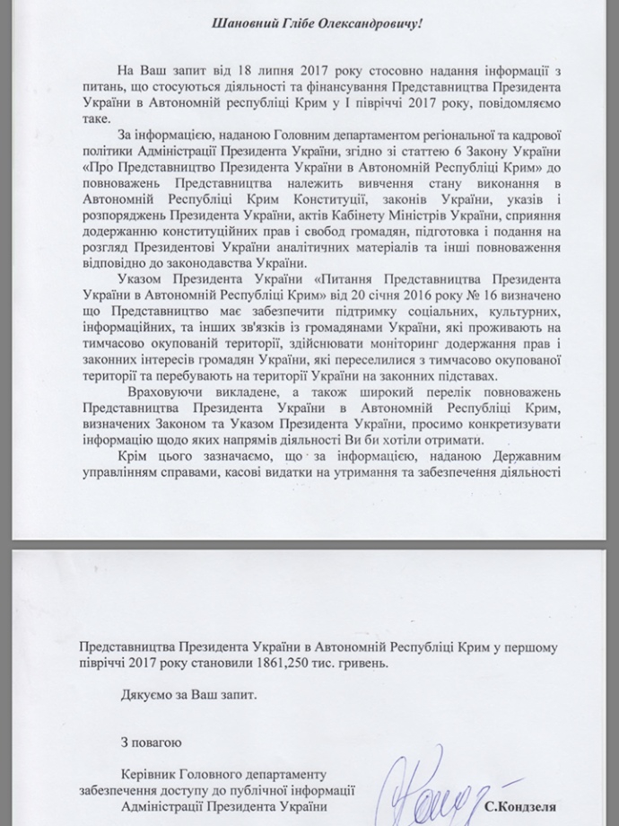 На представительство президента в Крыму потратили почти 2 млн за полгода - 60398 На представительство президента в Крыму потратили почти 2 млн за полгода - фото 60398