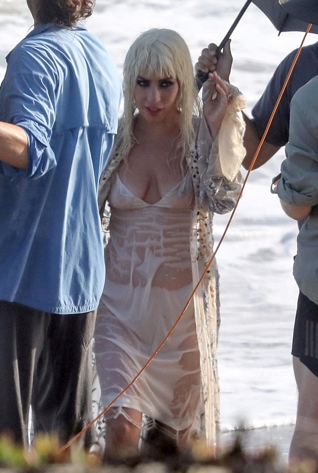 Леди Гага публично засветила грудь на пляже - фото 138723