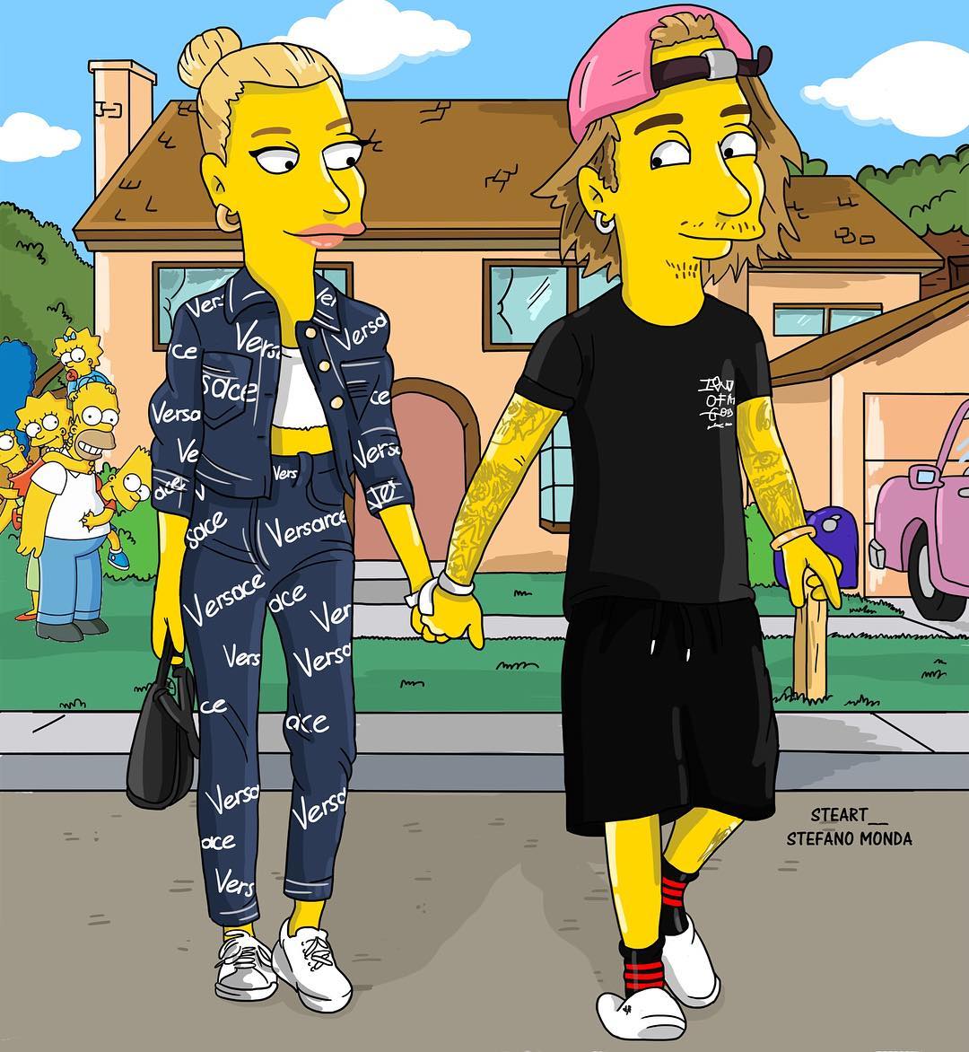 Джастин Бибер и Хейли Болдуин стали персонажами 'Симпсонов' - фото 165537