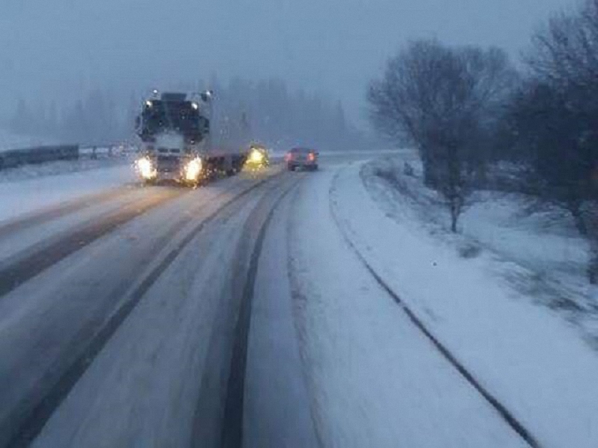 Снег засыпал дороги во Львовской и Закарпатской области  - фото 1