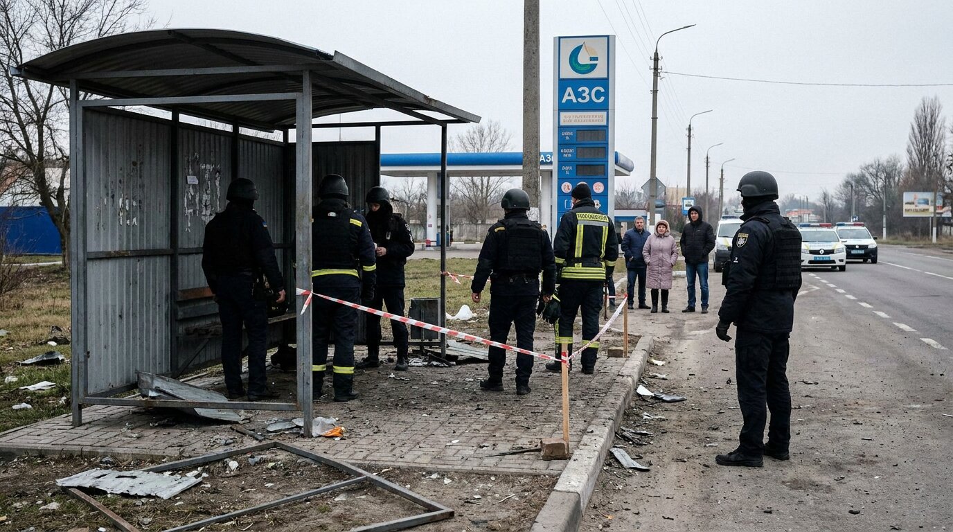 Удар «шахеда» по зупинці у Звягелі: ворожий дрон влучив у людей біля АЗС - фото 1