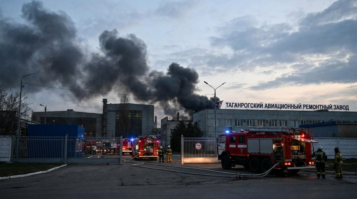Бавовна з авіаційним акцентом: у Таганрозі спалахнув завод, де ремонтують Ту-95МС та А-50 - фото 1