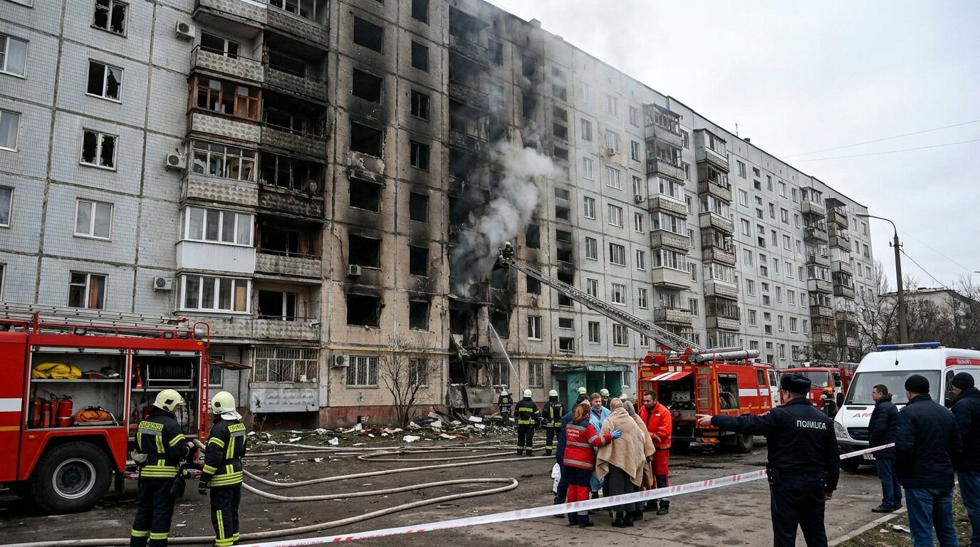 Нічний терор столиці: у Солом'янському районі Києва після падіння БпЛА спалахнула п'ятиповерхівка - фото 1