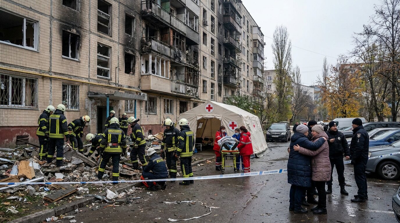 Ранкова атака «шахедів» на Київ: у Голосіївському районі є загиблий та п'ятеро поранених - фото 1