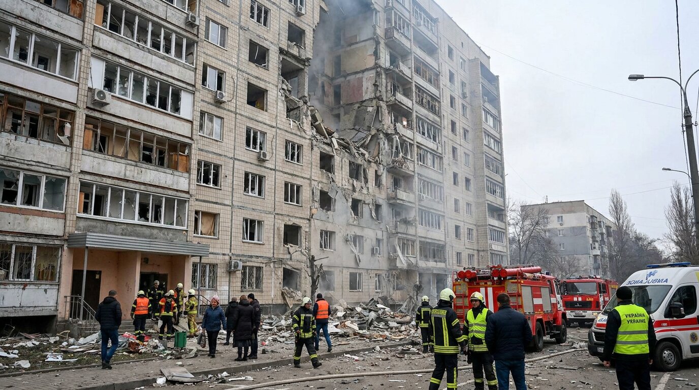 Ранковий удар по Харкову: ворожий дрон влучив у багатоповерхівку, є поранені - фото 1