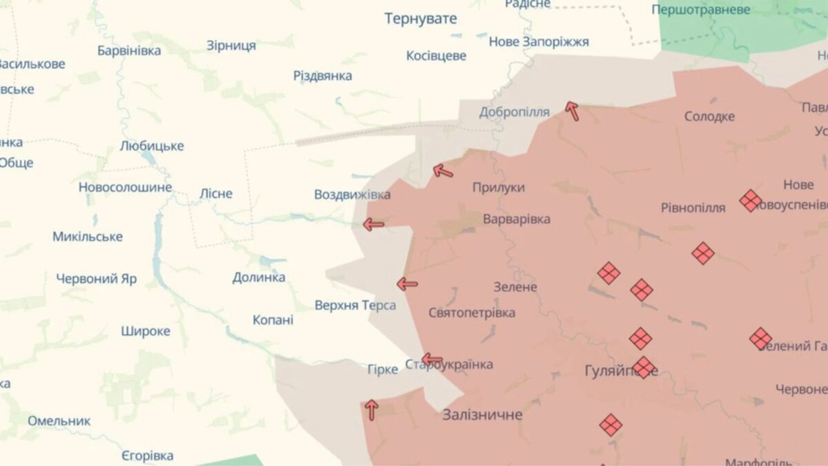 Мапа бойових дій, яку оприлюднив DeepState